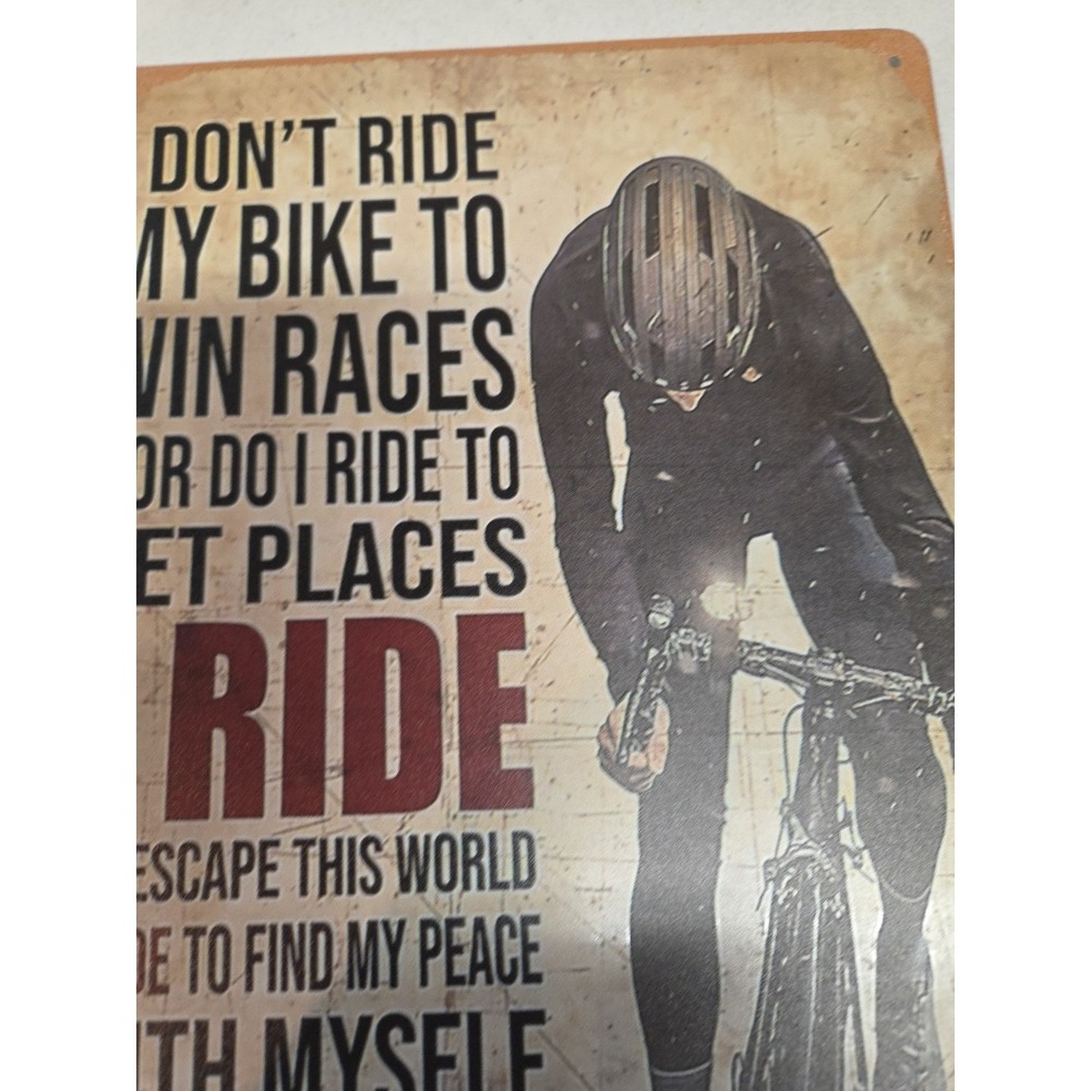 Bike Riding Rustic-looking Metal Sign 8x12 - Picture 3 of 9